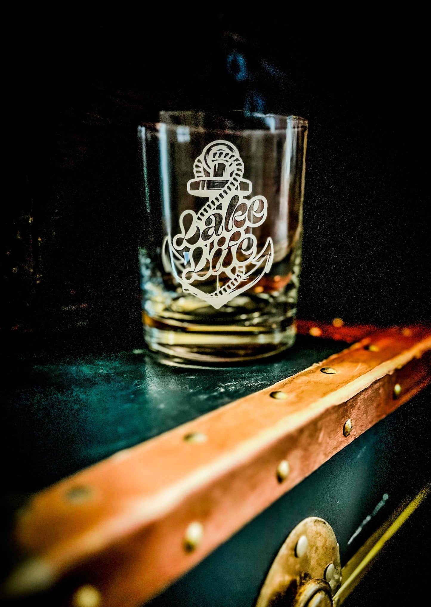 Lake Life Rocks Glass