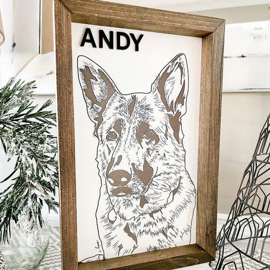 Custom Dog Portrait Framed Sign