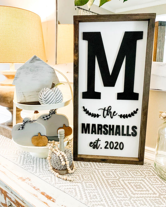 Monogram Family Sign 12”x24”