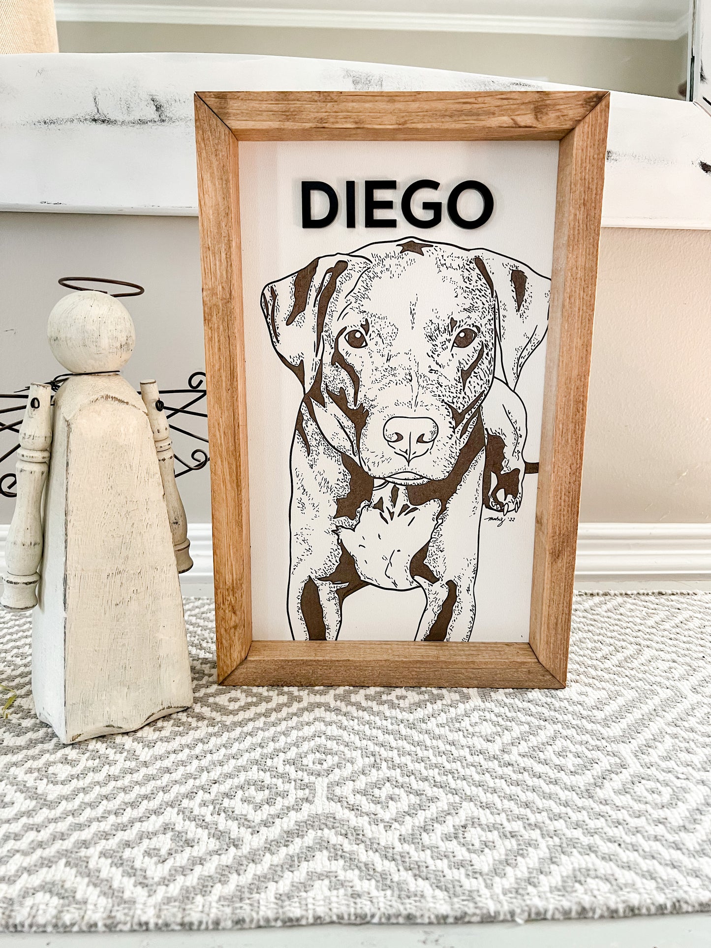 Custom Dog Portrait Framed Sign