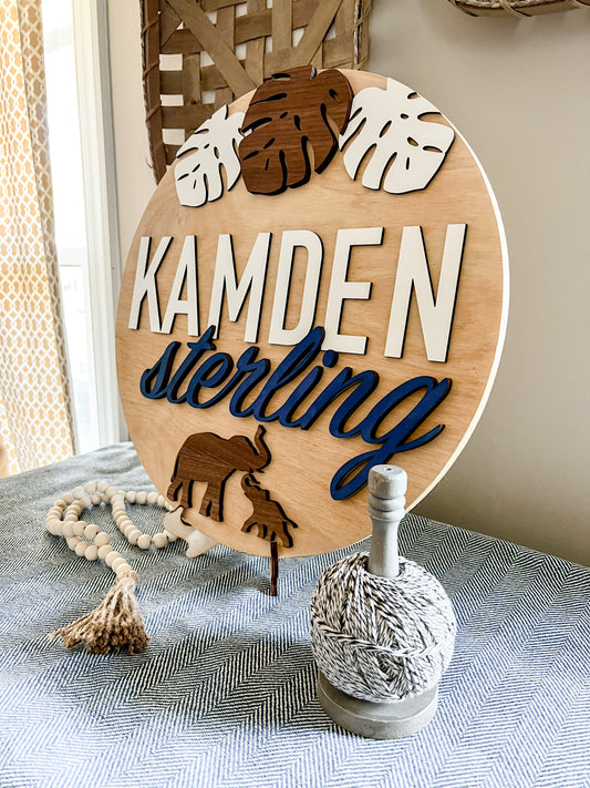 Safari Themed Baby Round Sign