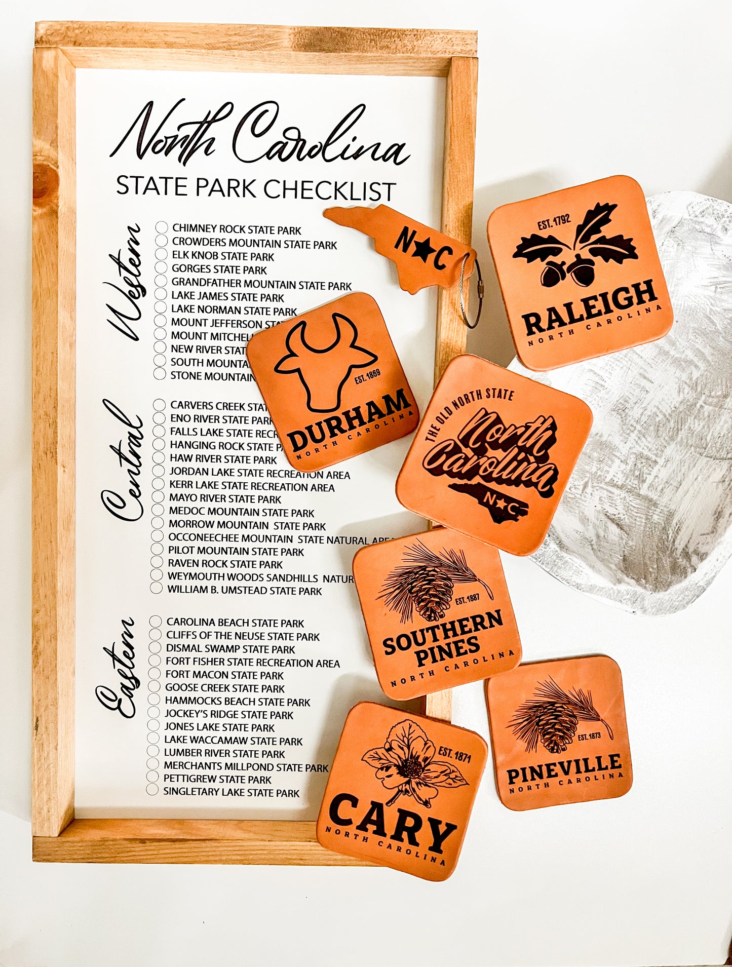 Southern Pines, NC Leather Coaster