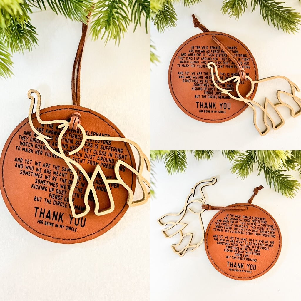 Unbreakable Circle of Sisterhood Leather and Wood Ornament