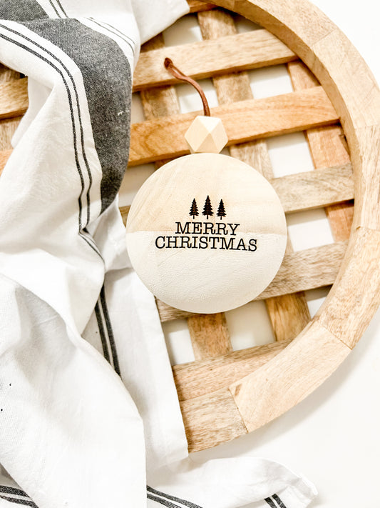 Merry Christmas Two Tone Wooden Ball