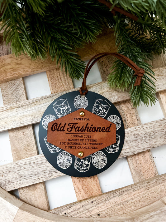 Old Fashioned Recipe Black Metal Ornament