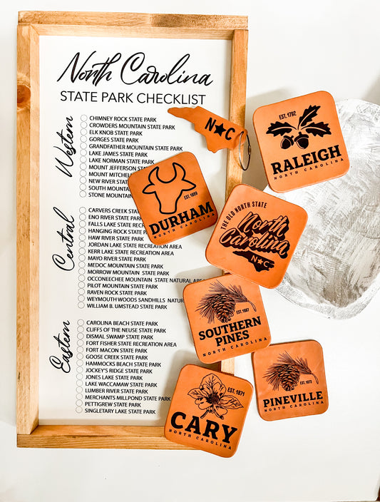 Cary, NC Leather Coaster