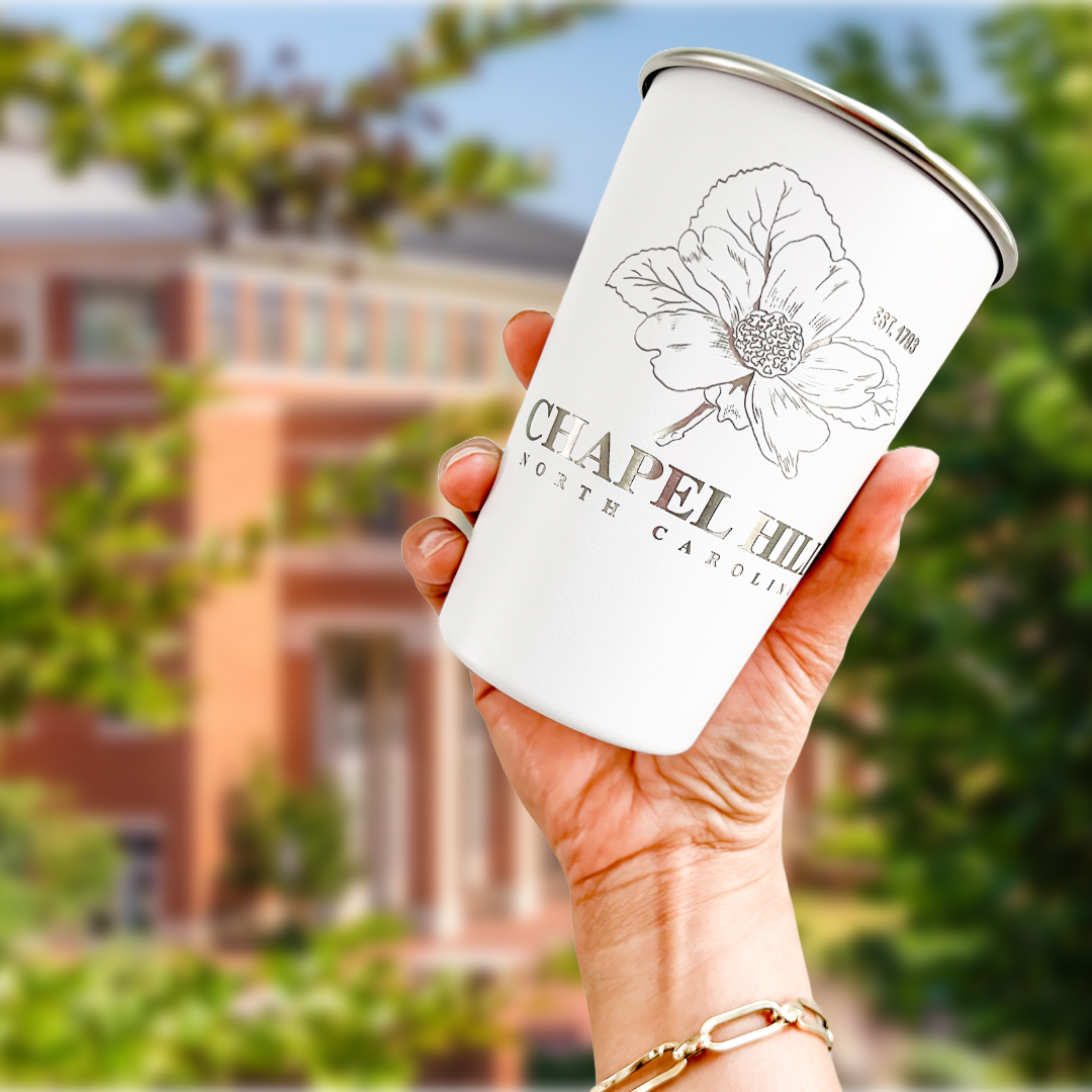 Chapel Hill Engraved White Pint Cup
