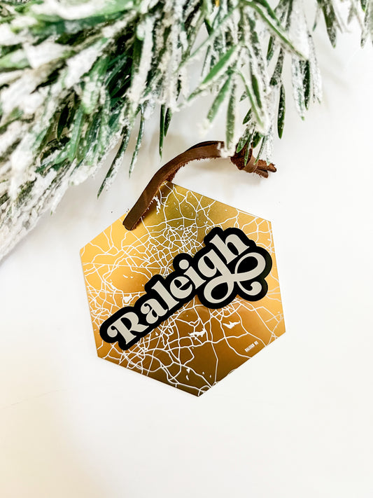 Raleigh Gold Metal Ornament