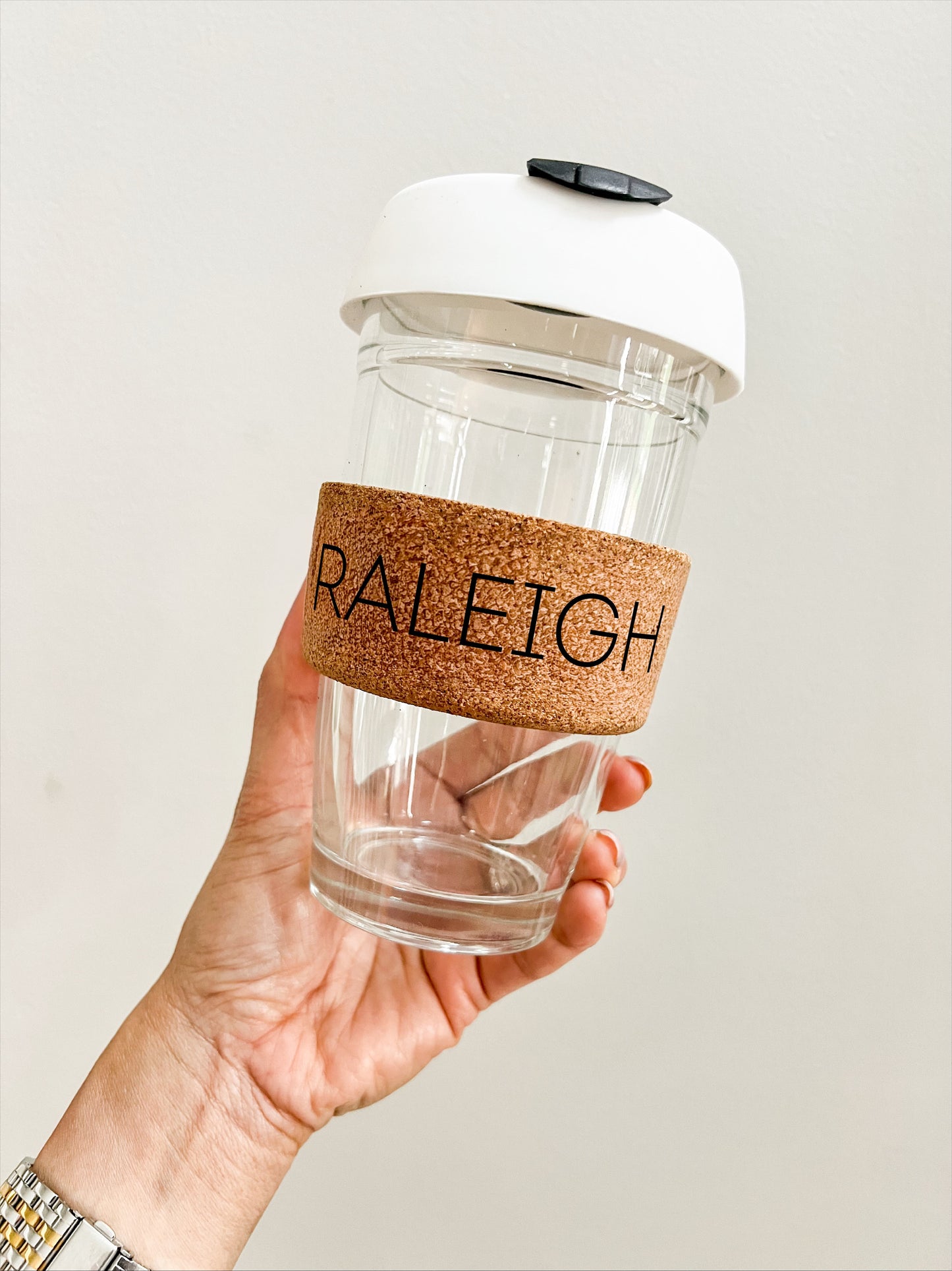 Raleigh - On The Go 16 oz Glass Tumbler with Cork Sleeve