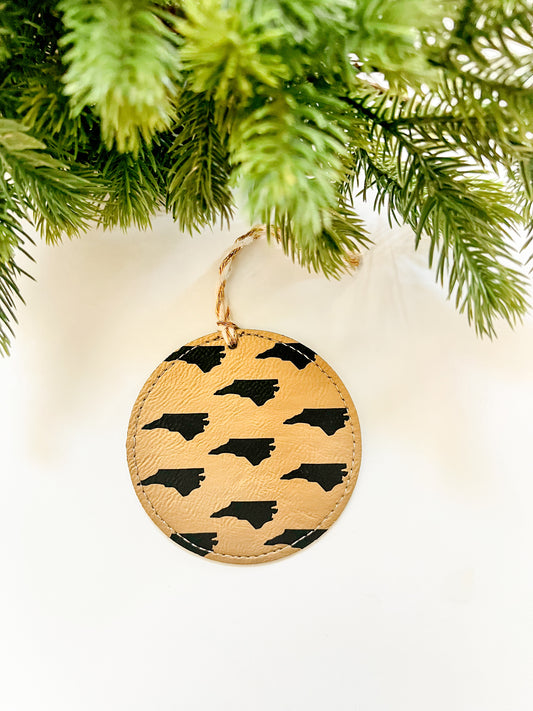 NC Map Leather Ornament