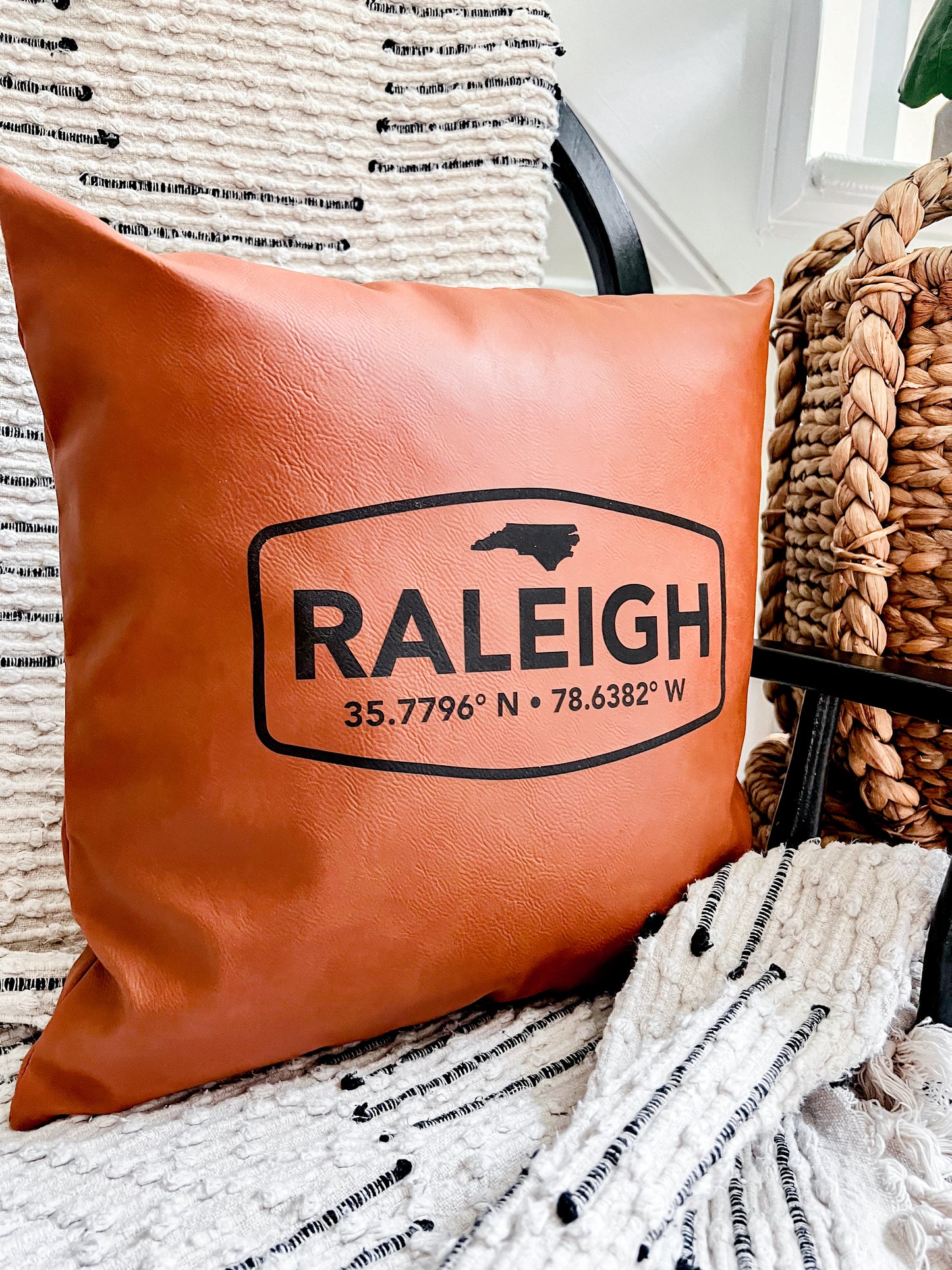 Raleigh Coordinates Leather Pillow