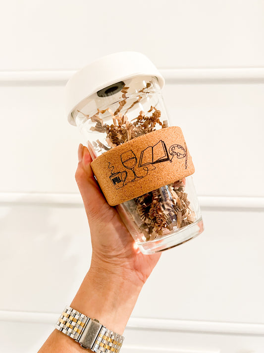 Custom - On The Go 16 oz Glass Tumbler with Cork Sleeve