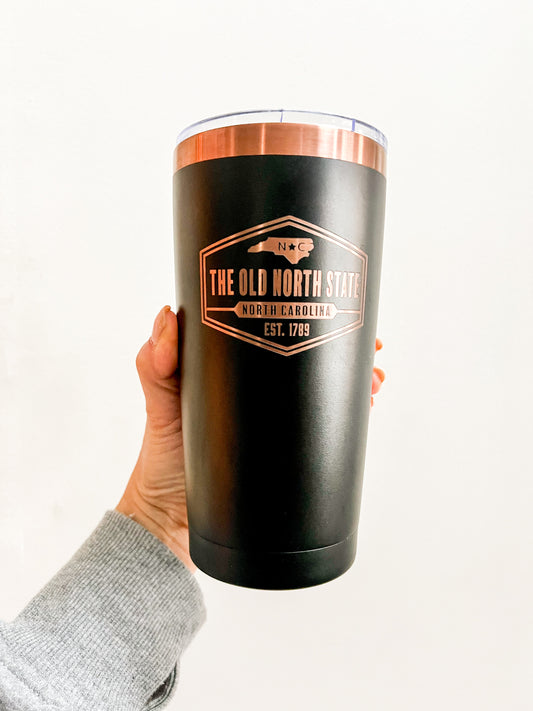 The Old North Badge 20 Oz. Tumbler Black + Copper
