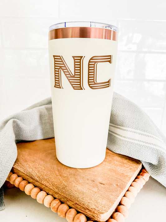 NC Font 20 Oz. Tumbler Cream + Copper