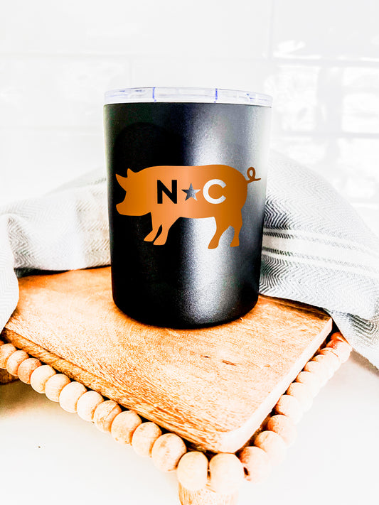 NC Pig Low Ball Tumbler Cream + Black