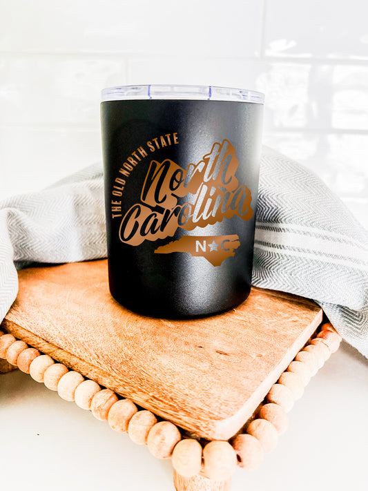 The Old North State Low Ball Tumbler Cream + Black