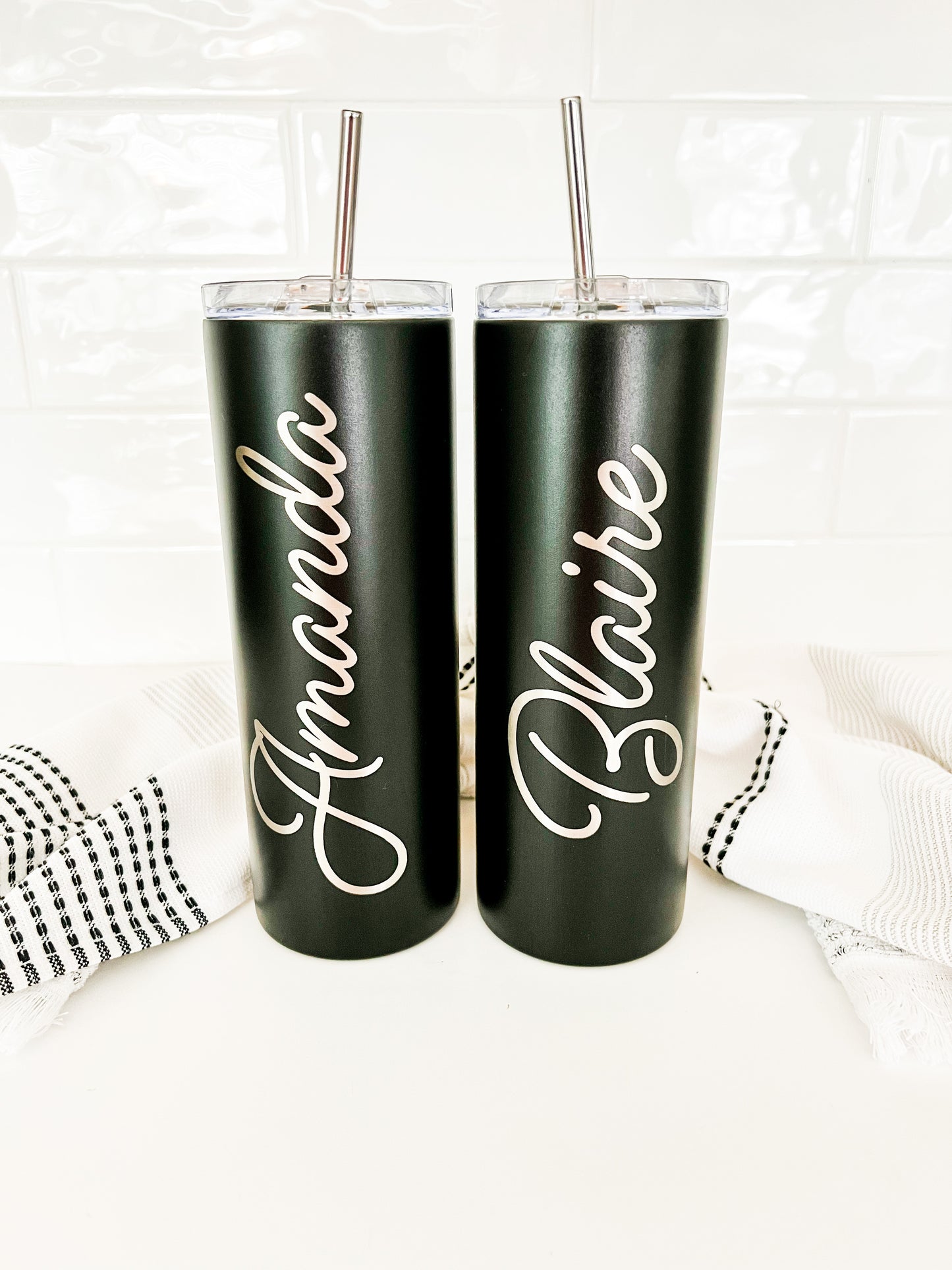 Custom Laser Engraved Skinny Tumbler