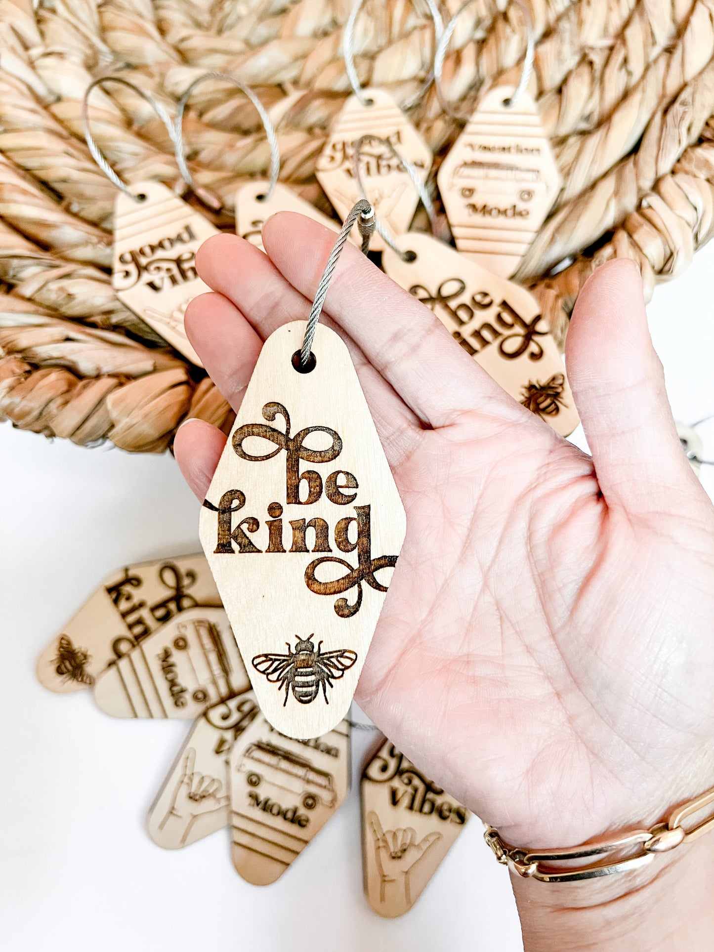 Be Kind Wooden Vintage Hotel Keychain