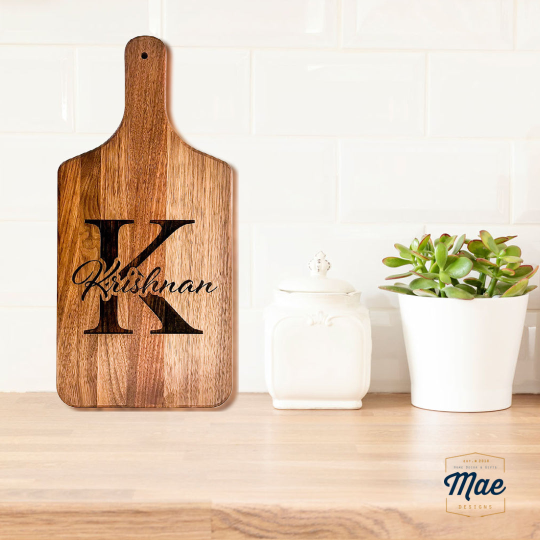 Medium Walnut Wood Serving Board with Handle