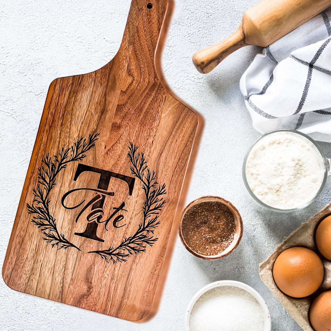 Medium Walnut Wood Serving Board with Handle