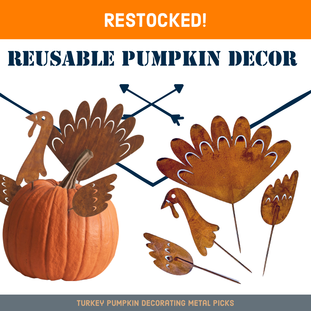 Turkey Pumpkin Decorating Metal Picks