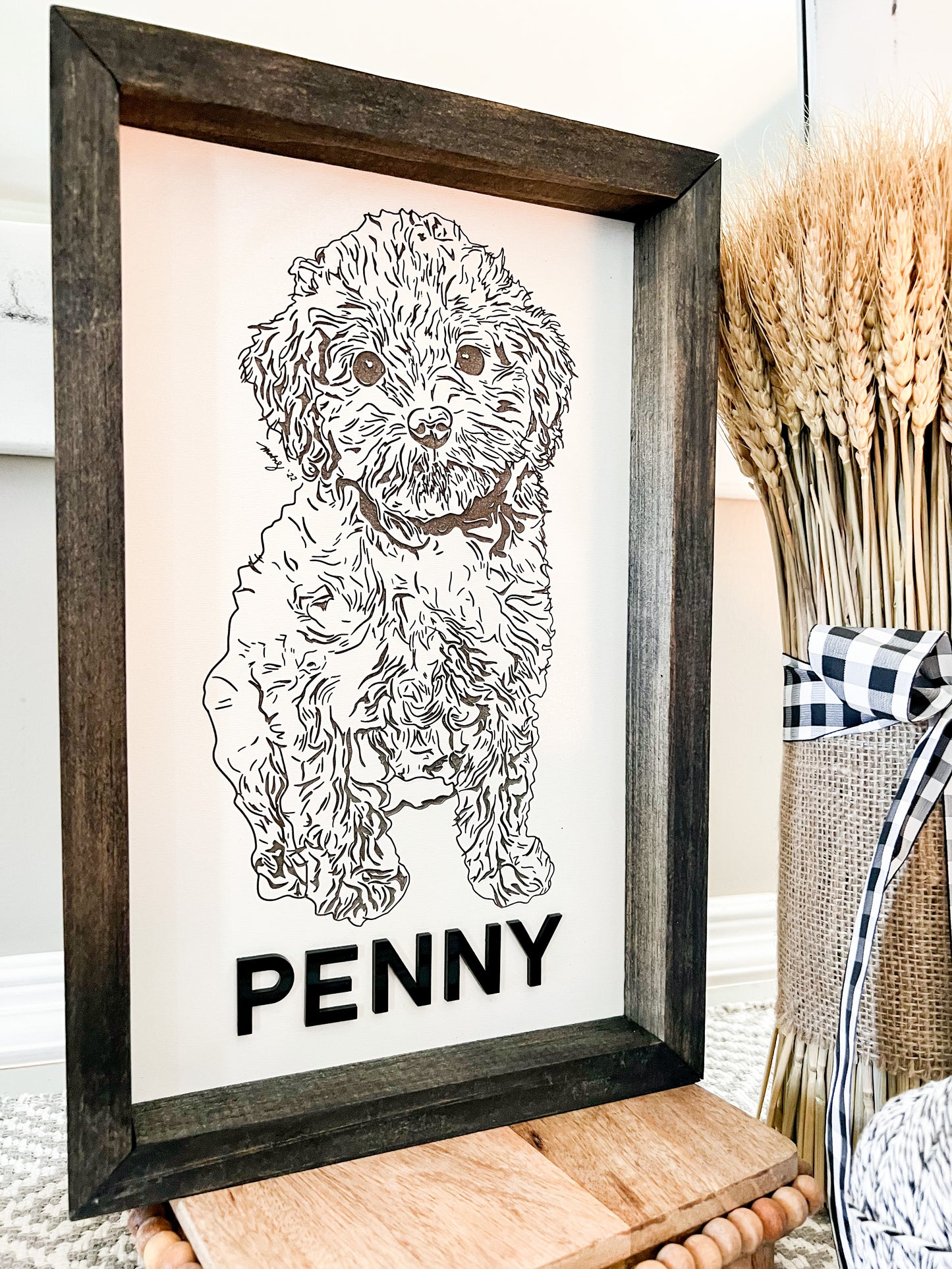 Custom Dog Portrait Framed Sign