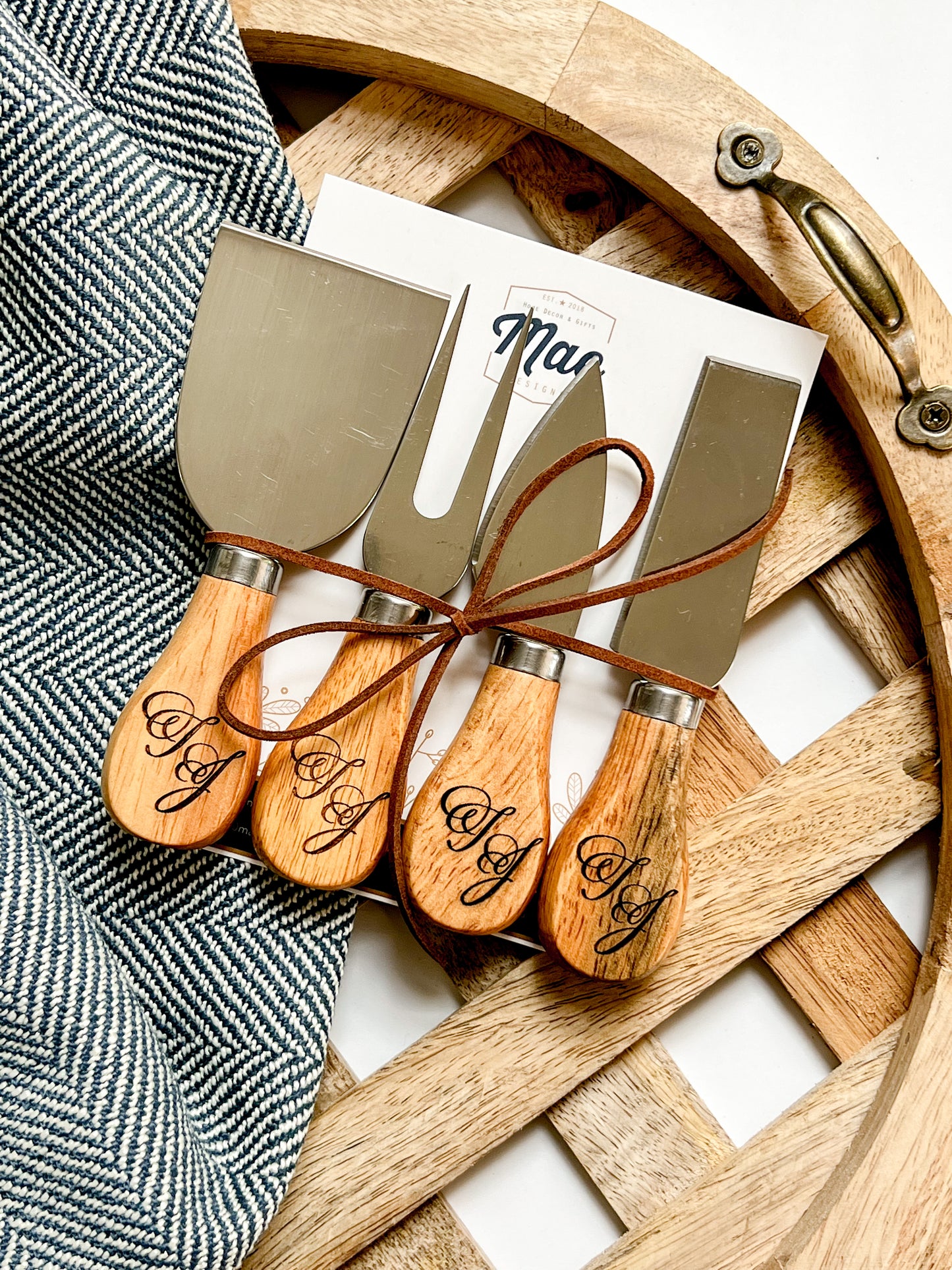 Monogrammed Cheese Knives Set of 4