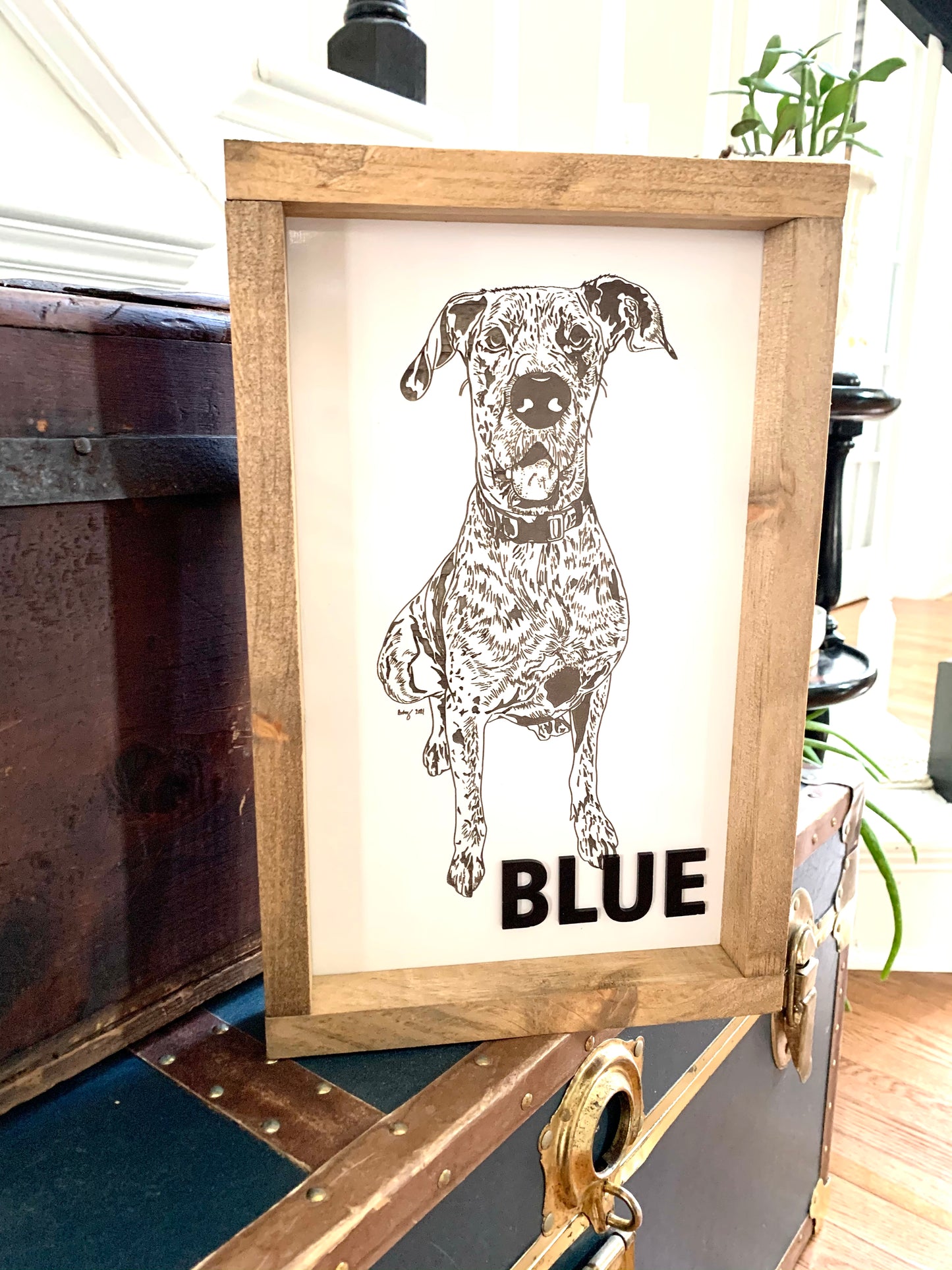 Custom Dog Portrait Framed Sign