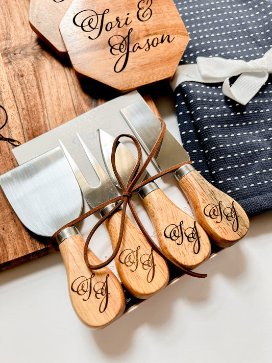Monogrammed Cheese Knives Set of 4