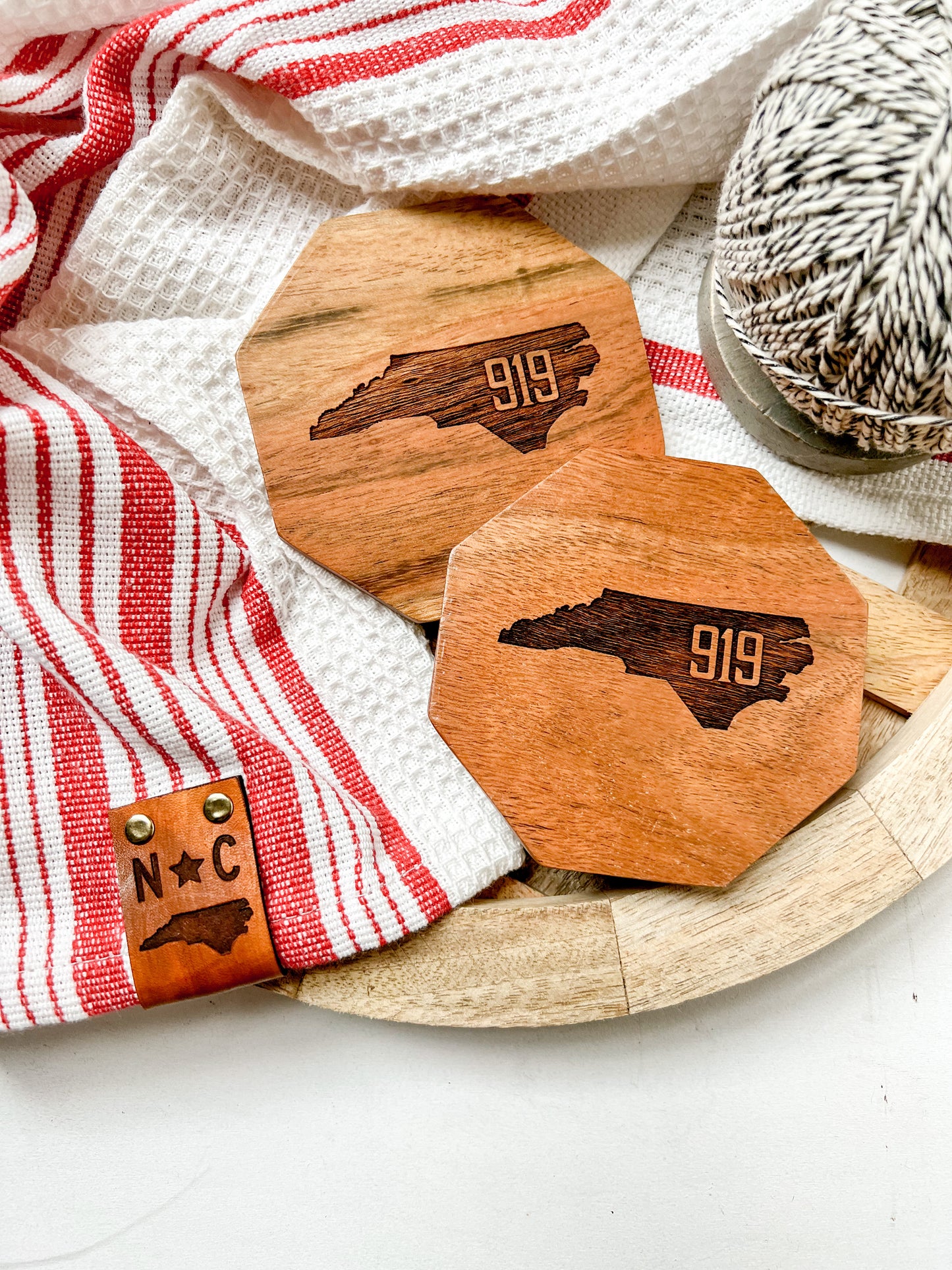 NC Hometown Wooden Engraved Coasters