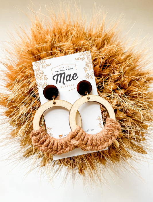 Round Wooden Hoops with Macrame Knots