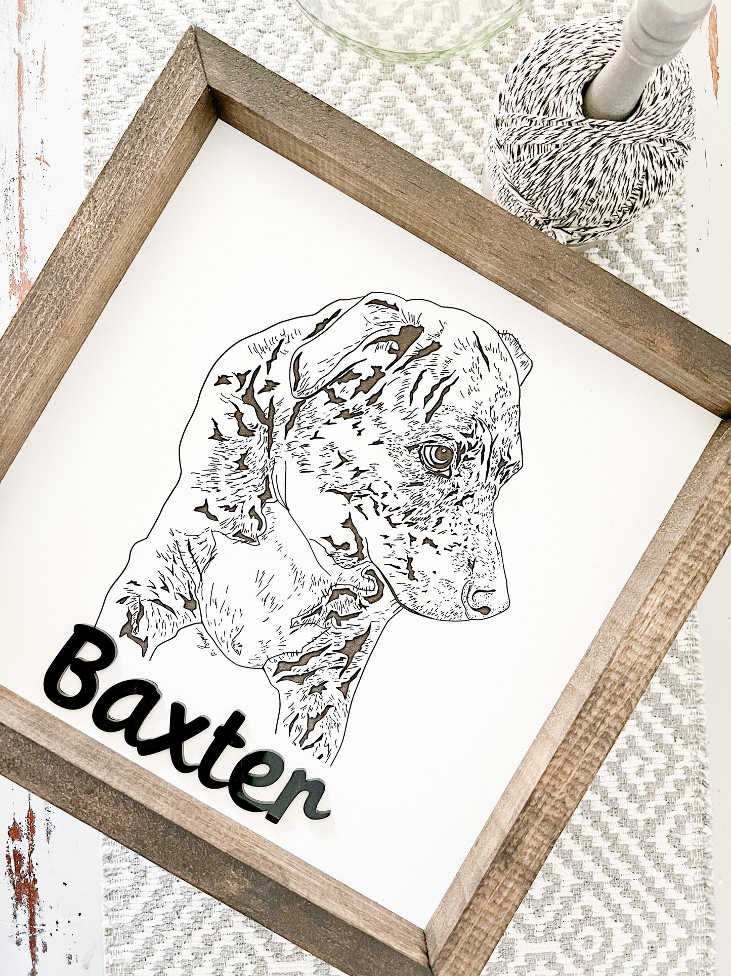 Custom Dog Portrait Framed Sign