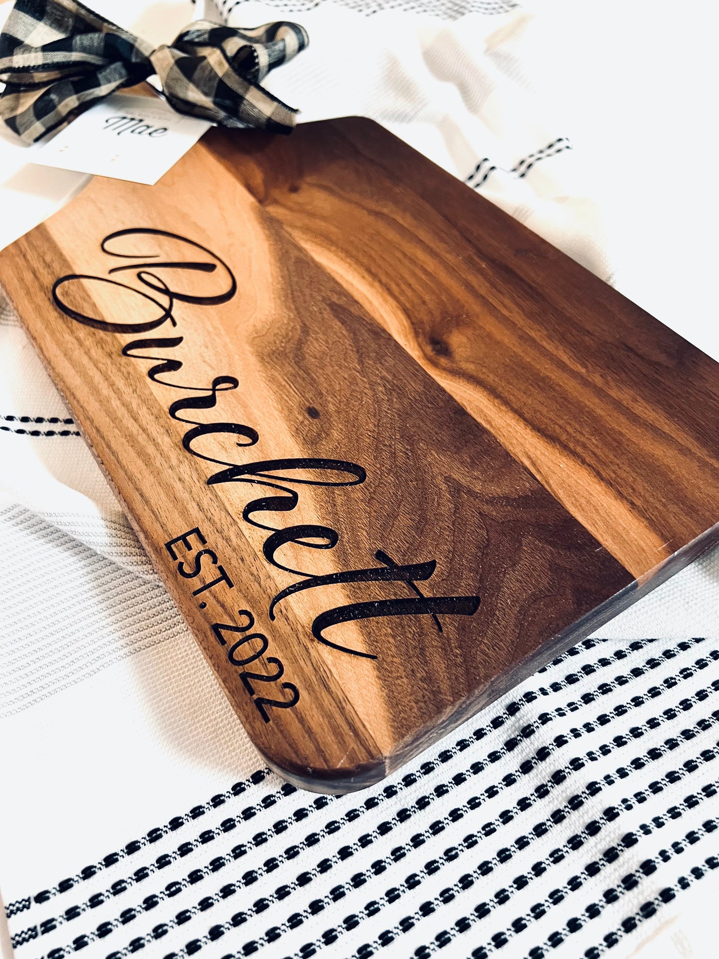 Medium Walnut Wood Serving Board with Handle