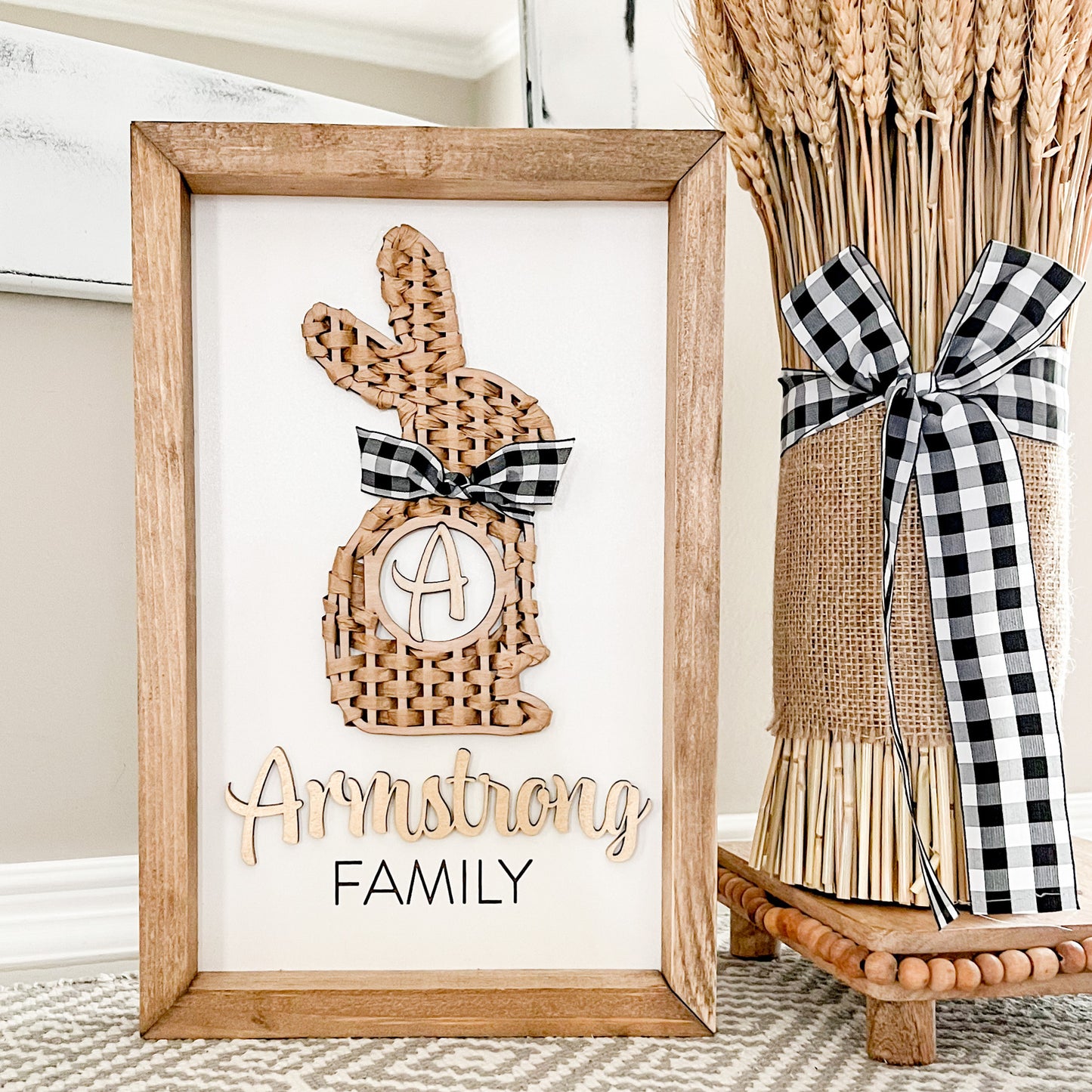 Monogrammed Bunny Framed Sign