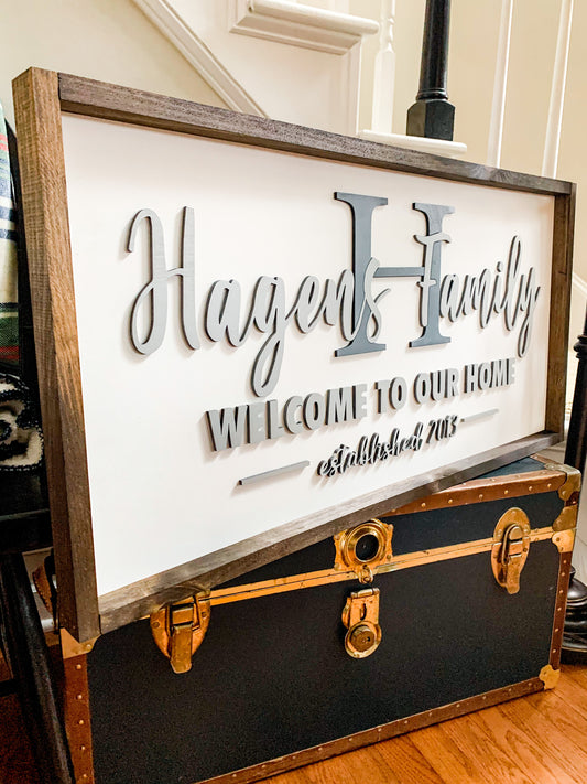 Welcome to Our Home Family Sign 18" x 36"