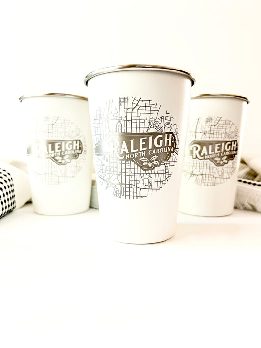 Raleigh Map Engraved Pint Cup