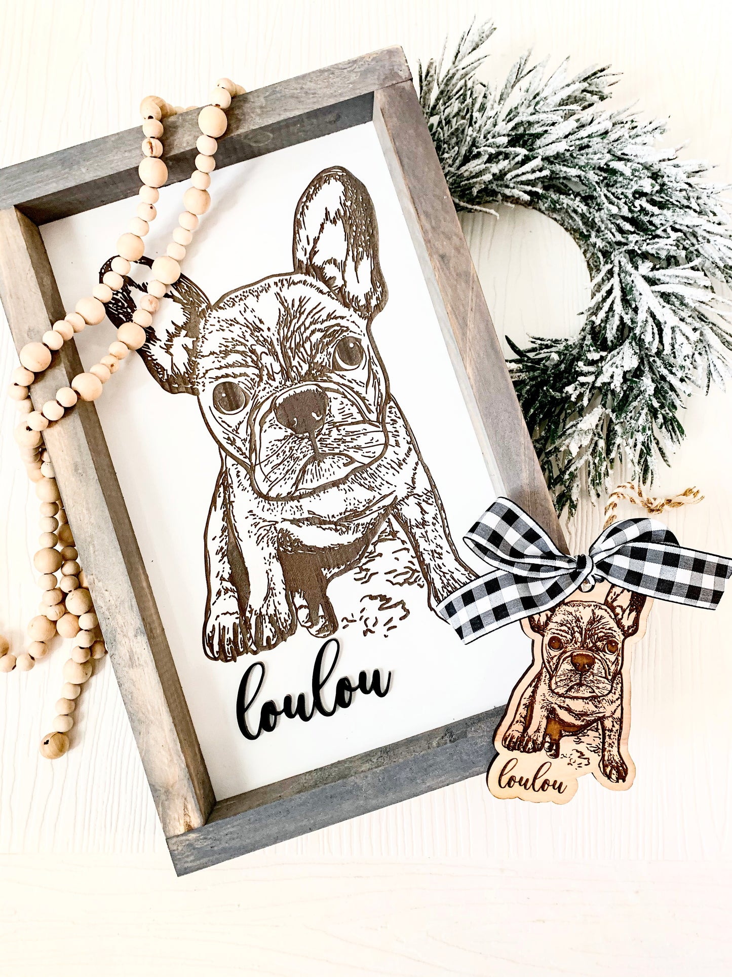 Custom Dog Portrait Framed Sign