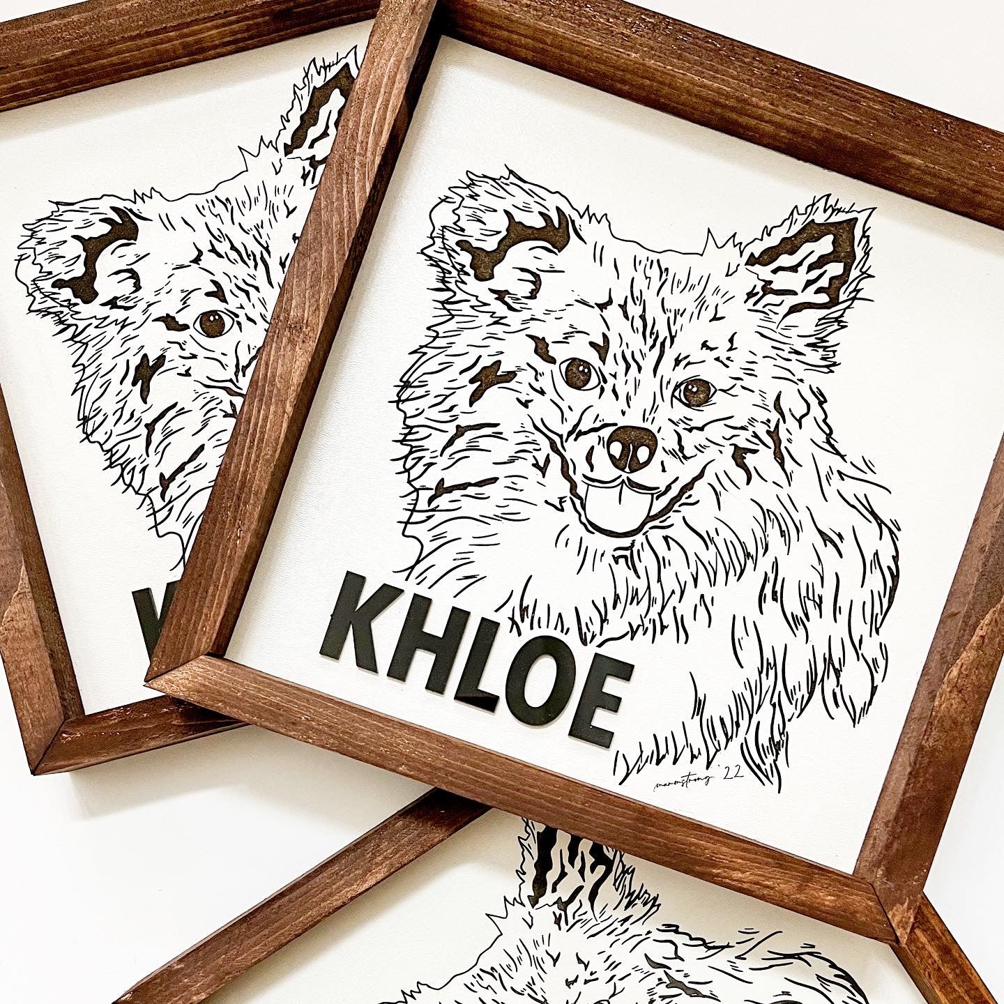 Custom Dog Portrait Framed Sign Mae Designs