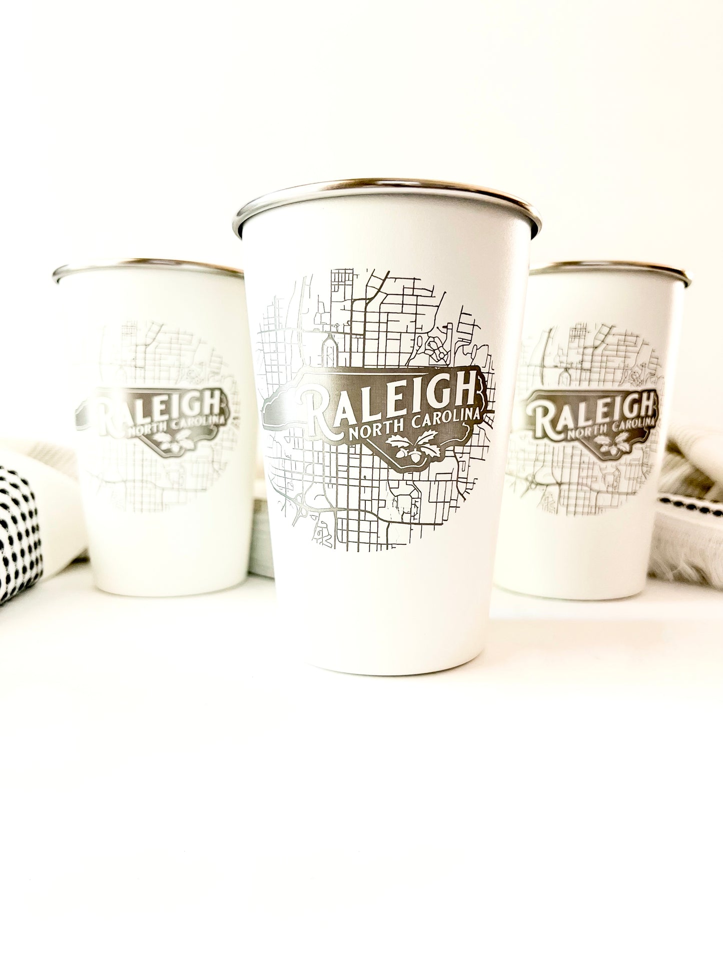 Raleigh Map Engraved Pint Cup