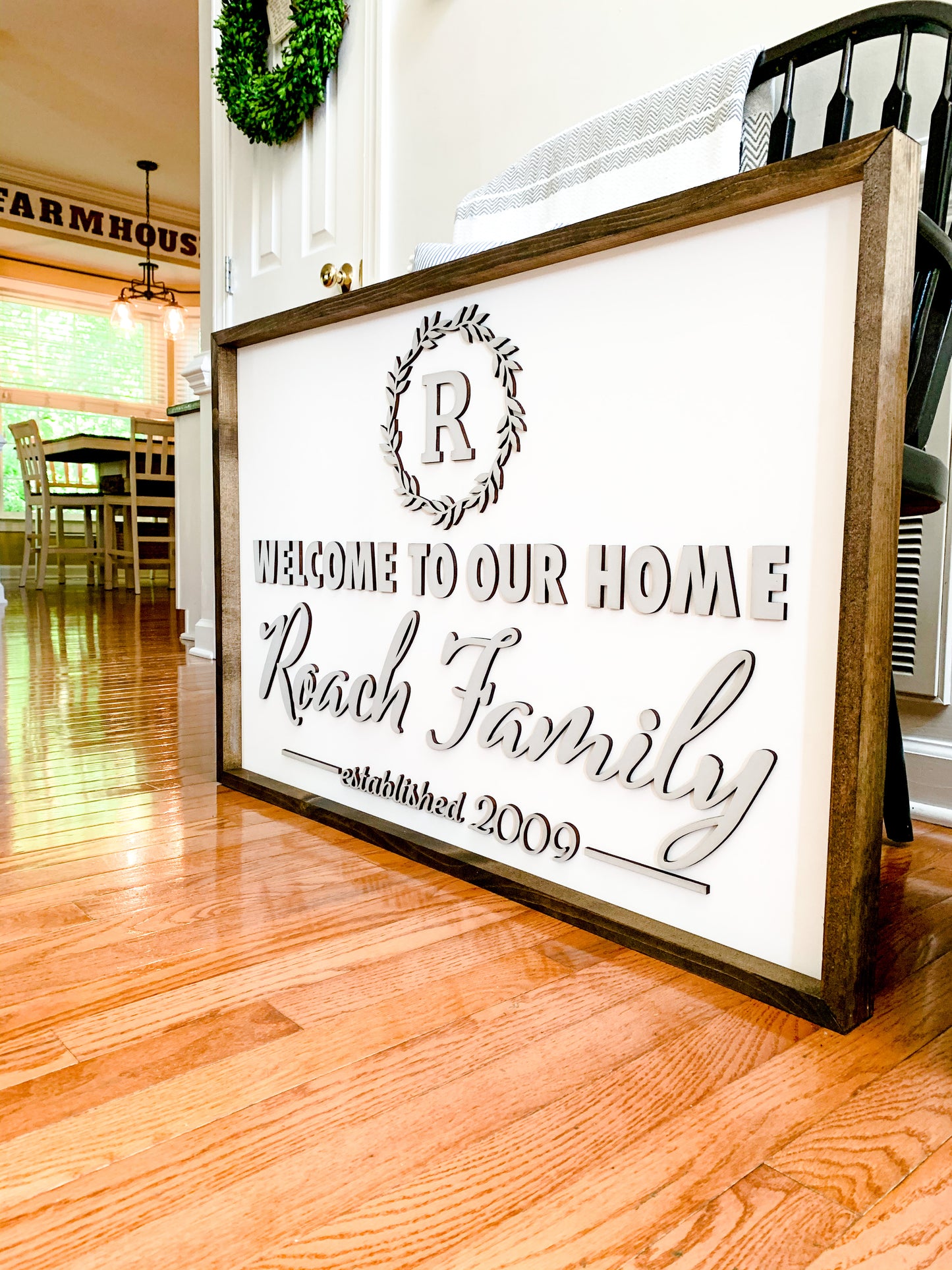 Framed Monogrammed Family Sign 36"x24"